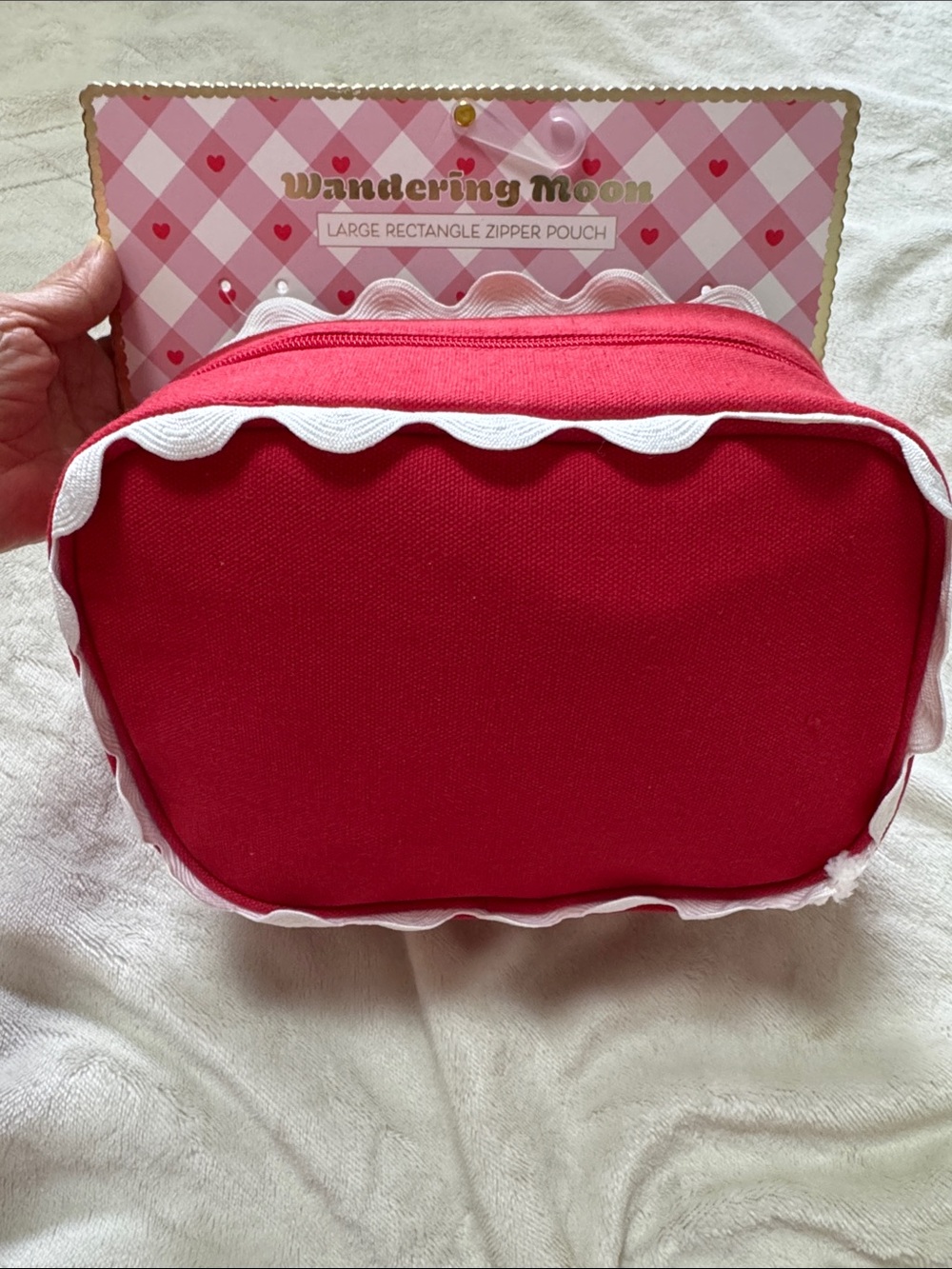 Red Large Rectangle Zipper Pouch from Wondering Moon (Brand New)